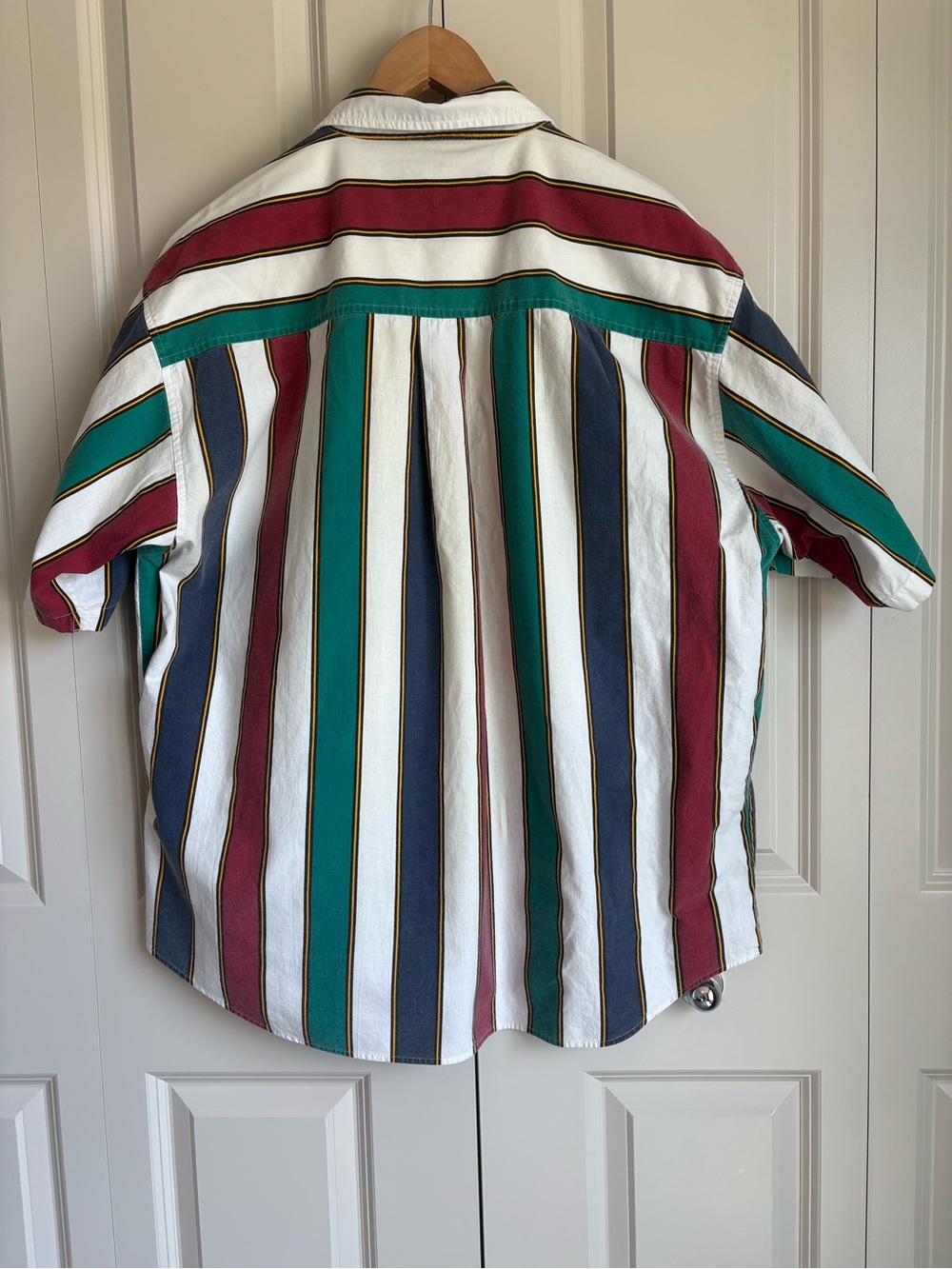Vintage Sasson 90s Butter Mom Striped Oversized Button Up Shirt Colorblock XL - Picture 5 of 10